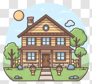 Wooden House - Cozy Wooden Facade House With Garden Transparent PNG