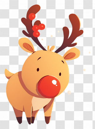 Rudolph - Cute Reindeer Cartoon With Red Nose Transparent PNG