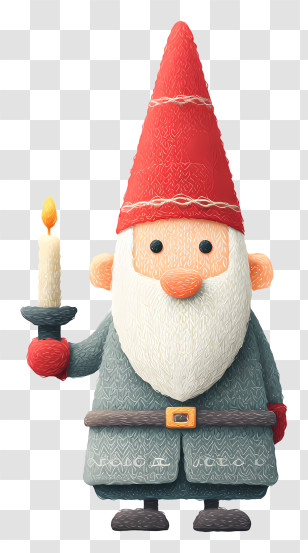 Christmas Gnome - Red-hat Gnome Holding Candle Transparent PNG