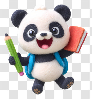 Cheerful Panda Ready For School - Playful Panda School Mascot Transparent PNG