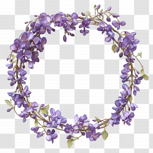 Circle Frame - Purple Floral Wreath Illustration Transparent PNG