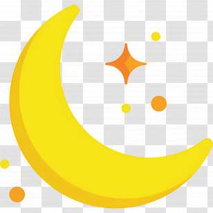 Moon Stars - Yellow Crescent Moon With Sparkling Stars Transparent PNG