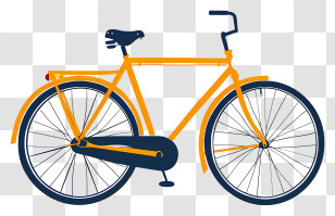 Bicycle - Illustrated Yellow Bicycle Transportation Transparent PNG