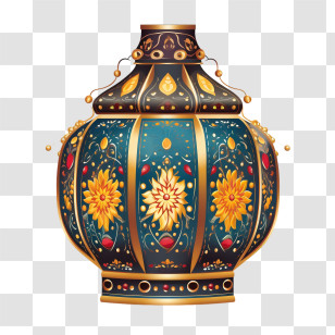 Islamic Lamp - Decorative Jar With Floral Design Transparent PNG