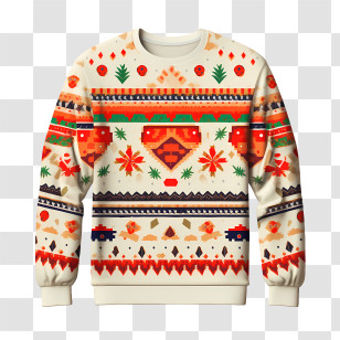 Ugly Sweater Day - Decorated Cream-Colored Festive Sweater Transparent PNG