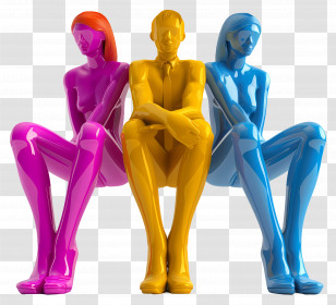People Sitting - Colorful Statues In Modern Art Transparent PNG
