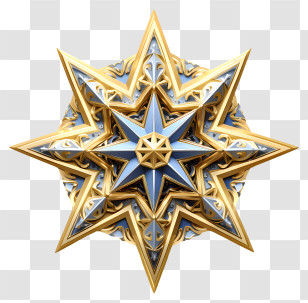 3d Model - Ornate Golden Star With Intricate Details Transparent PNG