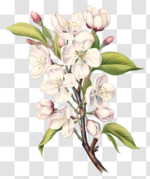Painting - Elegant Cherry Blossom Branch Illustration Transparent PNG