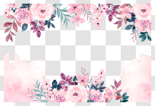 Floral Frame - Watercolor Floral Frame With Pink Flowers Transparent PNG