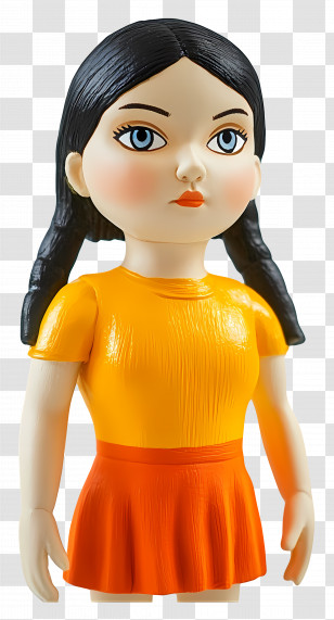 Squid Game Doll - Doll In Orange Dress Transparent PNG