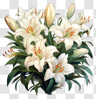 Easter Lily - Bouquet Of White Lily Flowers Transparent PNG