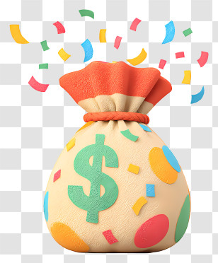 Money Bag With Confetti - Decorative Money Bag With Confetti Transparent PNG