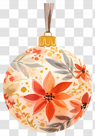 Christmas Ornament Ball - Christmas Ornament With Floral Design Transparent PNG