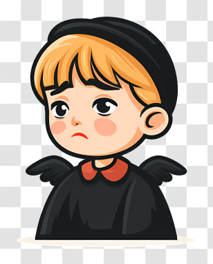 Sad Little Child - Sad Cartoon Boy With Wings Transparent PNG