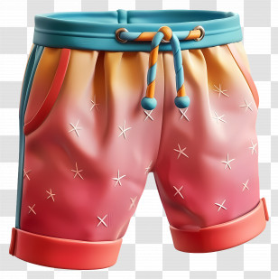 Swim Trunks - Gradient-Colored Summer Shorts With Star Details Transparent PNG