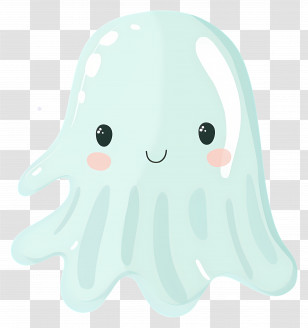 Cartoon Ghost - Cute Jellyfish Cartoon Illustration Transparent PNG