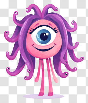 Celia - Friendly One-eyed Purple Octopus Transparent PNG