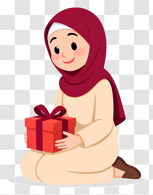 Muslim Woman Holding Gift Box - Girl Presenting A Gift Transparent PNG