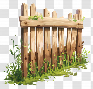 Yard Fence - Rustic Wooden Fence In Outdoor Scene Transparent PNG