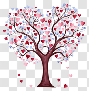 Heart Shaped Leaves - Heart Tree With Colorful Leaves Representing Love And Joy Transparent PNG
