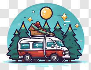 Christmas Elements - Van Loaded With Christmas Gifts Transparent PNG