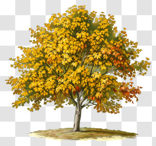 Yellow Maple Tree - Beautiful Yellow Autumn Tree Transparent PNG