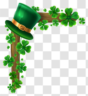 Vector Draw Design - Leprechaun Hat And Clover Frame Transparent PNG