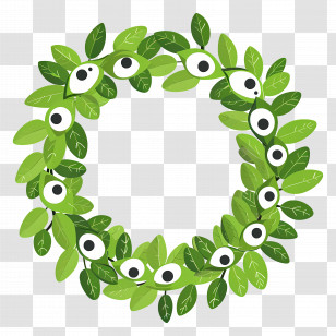 Green Wreath - Green Leaf Wreath With Eye Motifs Transparent PNG