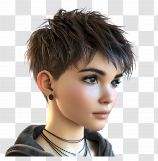 Choppy Very Short Pixie Haircuts - Animated Girl With Short Hair Transparent PNG