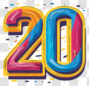 Number 20 - Colorful Number 20 Illustration Transparent PNG