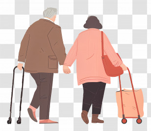 Old People - Elderly Couple Holding Hands And Walking Transparent PNG
