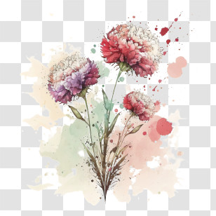 Watercolor Carnations
 - Watercolor Carnation Flowers With Splash Background Transparent PNG