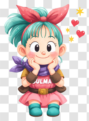 Bulma Thinking - Cute Turquoise-Haired Girl Transparent PNG