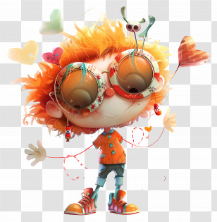 Love Design - Happy Cartoon Character With Glasses Transparent PNG