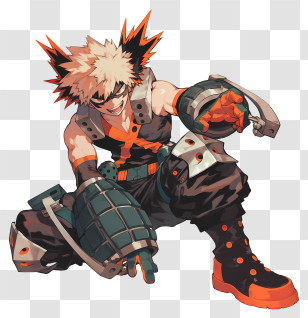 Katsuki Bakugo - Anime Hero In Action Pose Transparent PNG