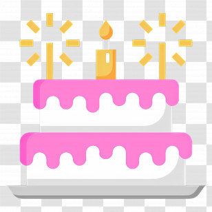 Birthday Cake - Pink Birthday Cake With Candle Decoration Transparent PNG