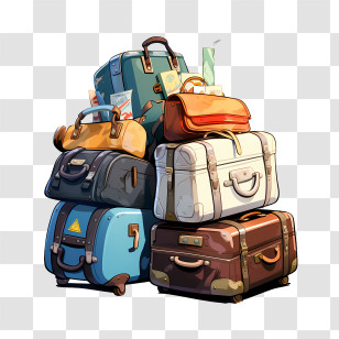 Suitcase - Stacked Luggage For Travel Adventures Transparent PNG