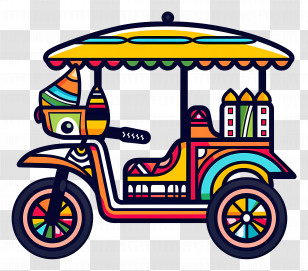 Indian Rickshaw - Colorful Tuk-Tuk Illustration Transparent PNG