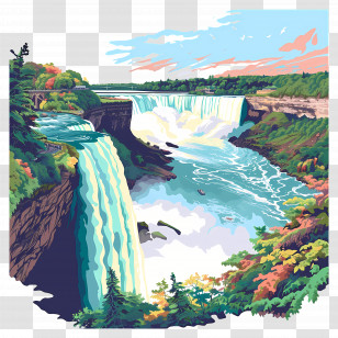 Niagara Falls - Scenic Waterfall In Nature Illustration Transparent PNG