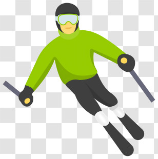 Skier - Skier In Green Jacket Transparent PNG