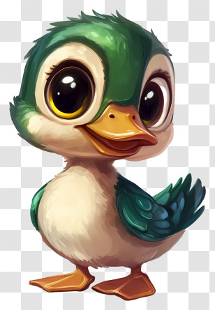 Chibi Mallard Duck - Cute Cartoon Duck With Big Eyes Transparent PNG