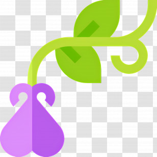 Flower Line - Purple Flower With Green Leaves Transparent PNG