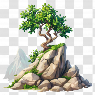 Mountain Tree - Tree Growing On Rocky Cliff Transparent PNG