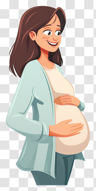 Pregnant Woman Cartoon - Illustration Of A Smiling Pregnant Woman Transparent PNG