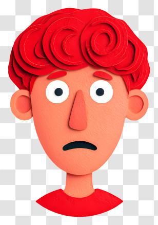 Anxiety - Red-haired Cartoon Face With Worried Expression Transparent PNG