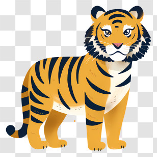 Tiger - Cute Cartoon Tiger With Bold Stripes Transparent PNG
