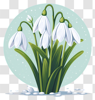 Snowdrops - Delicate Snowdrops On Green Background Transparent PNG