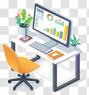 Workspace - Modern Office Desk Setup Transparent PNG
