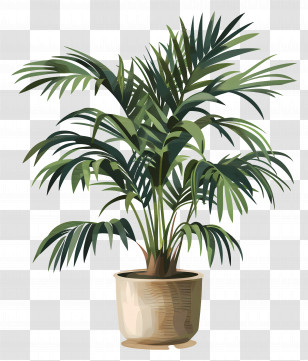 Potted Palm Tree - Potted Green Plant For Indoor Decor Transparent PNG