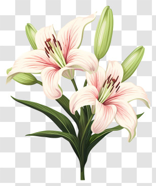 Pink Lilies - White Lily Flower Illustration Transparent PNG